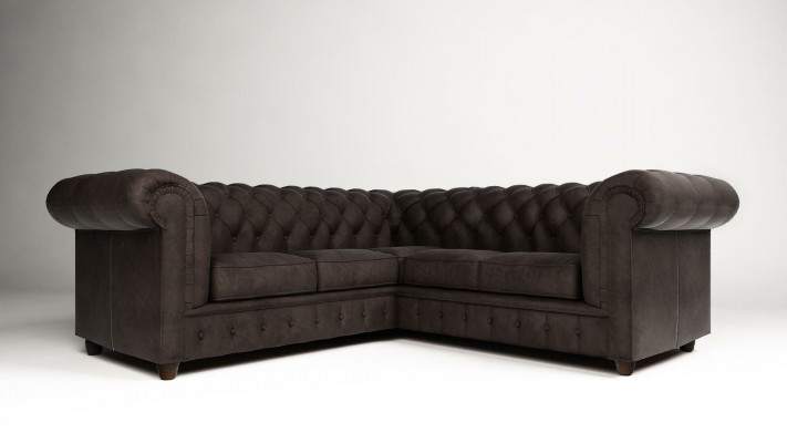 Chesterfield Ecksofa L-Form Stoff Design Canapé Polster Sitz Canapé Textil