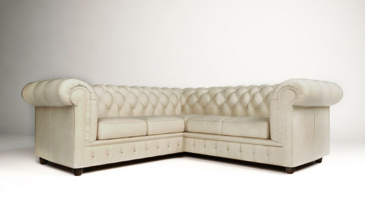 Chesterfield Ecksofa L-Form Stoff Design Canapé Polster Sitz Canapé Textil