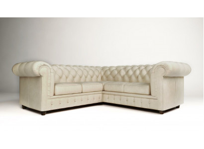 Chesterfield Ecksofa L-Form Stoff Design Canapé Polster Sitz Canapé Textil