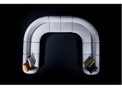 Designer-Eckcanapé Wunnzëmmer Luxus-Polstersofa Textil-Miwwelen Stil