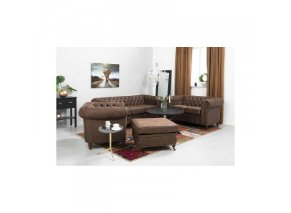 Chesterfield 3+2+1 Sëtz Sofagarnitur + Hocker Canapé Sofa Lieder Textil Couchen