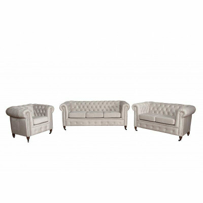 Chesterfield 3+2+1 Sëtz Sofagarnitur + Hocker Canapé Sofa Lieder Textil Couchen