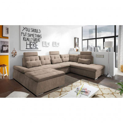Bettfunktioun Eckssofa U-Form Sofa Canapé Design Canapé Polster Textil Modern