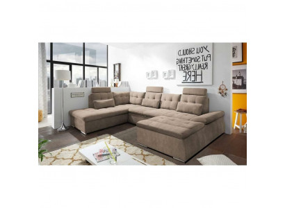 Bettfunktioun Eckssofa U-Form Sofa Canapé Design Canapé Polster Textil Modern