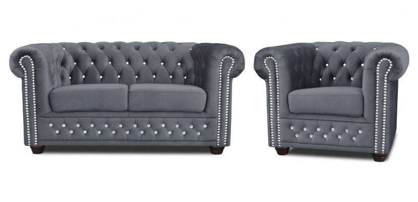 Chesterfield Canapé-Set 2+1 Sëtz Design Canapé Polstersofa Garnitur Set Nei