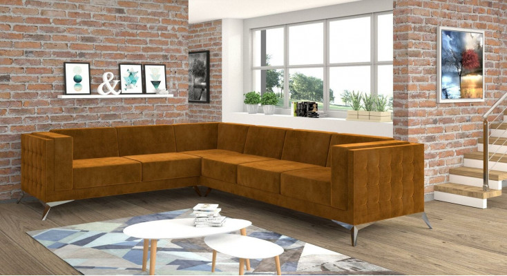 Eckcanapé L-Form Stoff Canapé Wunnlandschaft Garnitur Design Modern Canapé