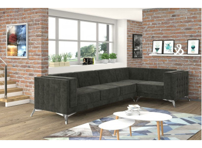Eckcanapé Chesterfield Canapé Polstergruppe Canapé Wunnlandschaft Dekoratioun L-Form