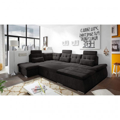 Eckcouch U-Form Couch Design Polster Modern Textil Bettkëscht Bettfunktion