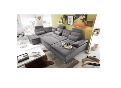 Design Ecksofa Stoff L-Form Schlofffunktioun Couch Polstersëtz Eck Modern