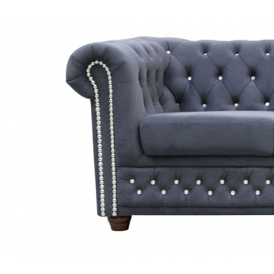 Chesterfield Sofagarnitur Sofa 3+1+1 Polster Couch Sofas Sëtz Kristallsteng