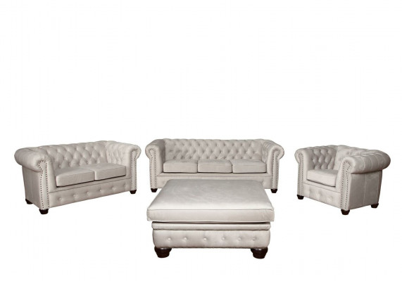 Chesterfield Sofa Garnitur 3+1+1 Sëtzer Design Canapé Polster Sofa Garnitur Set