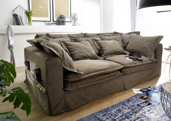 Sofa 4 Sëtzer Stoffsofaen Luxus Designer Couch Couchen grouss Polster Lümmel