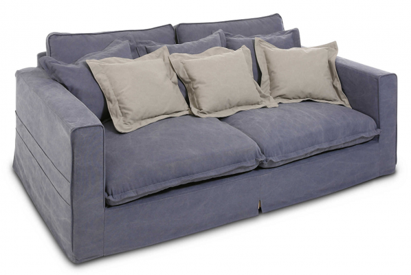 Sofa 3 Sëtzer Stoffssofen Luxus Couche Couchen grouss Këssen Lümmel 240cm