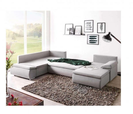 Stoff U-Form Canapé Wohnlandschaft Ecksofa Garnitur Design Modern Sofa