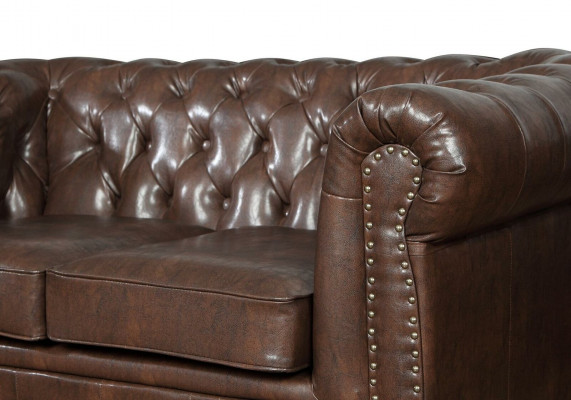 Ledercouch Couch Sofagarnitur Set 3+2 Sëtzer Garnitur Design Sofa Chesterfield