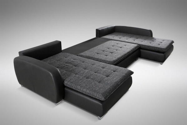 Design Ecksofa U-Form Bettfunktioun Couch Lieder Textil Sofa Neit Wunnlandschaft