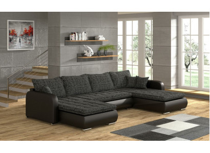 Design Ecksofa U-Form Bettfunktioun Couch Lieder Textil Sofa Neit Wunnlandschaft