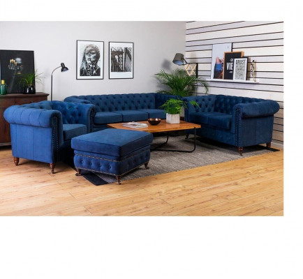 Sofagarnitur 3+1 Sëtz Sofas Canapé Polster Blo Garnitur Klassesch Canapéen