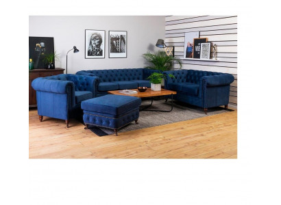 Sofagarnitur 3+1 Sëtz Sofas Canapé Polster Blo Garnitur Klassesch Canapéen