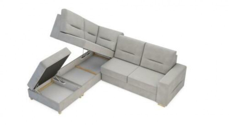 Design Ecksofa L-Form Bettfunktioun Couch Lieder Textil Sofae Eckcouch