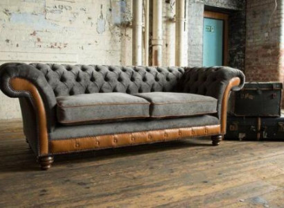 XXL Canapé 3-sëtz Couch Chesterfield Polster Sëtz Garnitur Lieder Textil Neien Gro