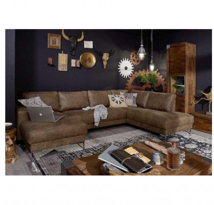 Eck Ecksofa U-Form Wunnlandschaft Sofa Couch Polster Garnitur Vintage