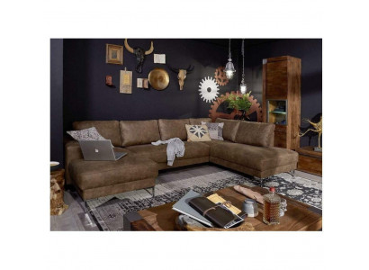 Eck Ecksofa U-Form Wunnlandschaft Sofa Couch Polster Garnitur Vintage