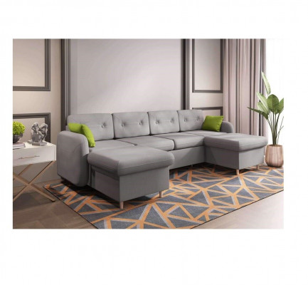 Wunnlandschaft Bettfunktioun Stoff Ecksofa U-Form Deko Couch Design Polster