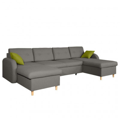 Design Eckcouch U-Form Schlooffunktioun Canapé Lieder Textil Canapéë Schloofcanapé