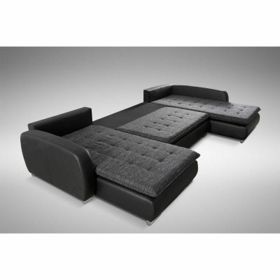 Design Ecksofa Sofa Elena Bettfunktioun Canapé Polster Sëtz Eck Sofa XXL Neit