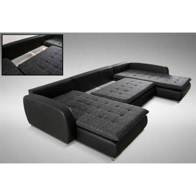 Design Ecksofa Sofa Elena Bettfunktioun Canapé Polster Sëtz Eck Sofa XXL Neit