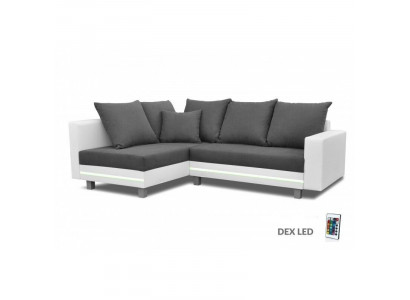 Design Ecksofa Sofa L-Form Schloffunktion Couch Sitz Eck Sofas Textil Polster LED