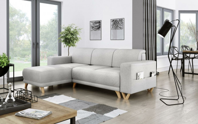 Design Eckcanapé L-Form Canapé Couch Bettfunktioun Schlofcanapé Polster Textil