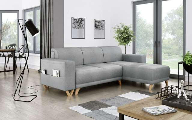 Design Eckcanapé L-Form Canapé Couch Bettfunktioun Schlofcanapé Polster Textil
