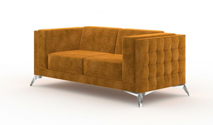 Zweesëtzer 2 Sëtzer Chesterfield gepolstert Couch Stoff Couchen Sofa Sëtz Garnitur