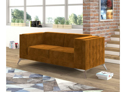 Zweesëtzer 2 Sëtzer Chesterfield gepolstert Couch Stoff Couchen Sofa Sëtz Garnitur