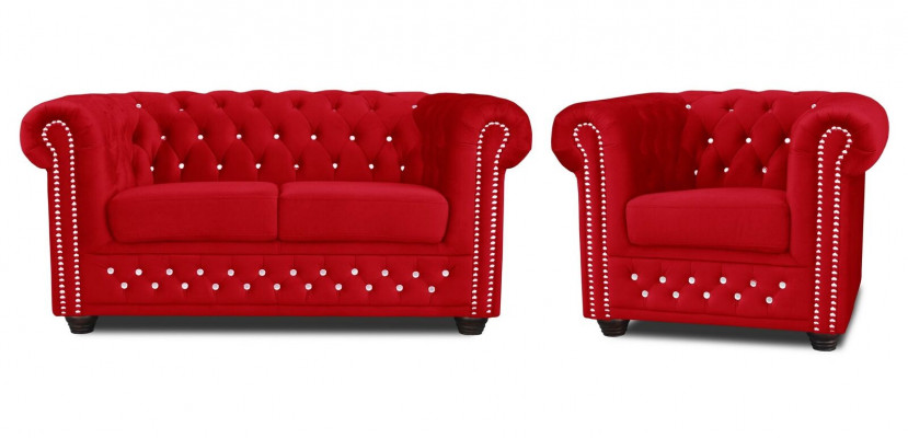 Sofagarnitur 2+1 Sëtzer Sofaen Couch Polster Blo Klassesch Couchen Garnitur