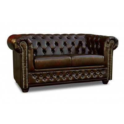 Chesterfield Sofa York 2-Sëtzer mat Betfunktion Couch Polstersofa Couchen Neist.
