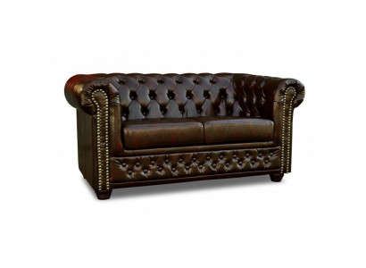 Chesterfield Sofa York 2-Sëtzer mat Betfunktion Couch Polstersofa Couchen Neist.