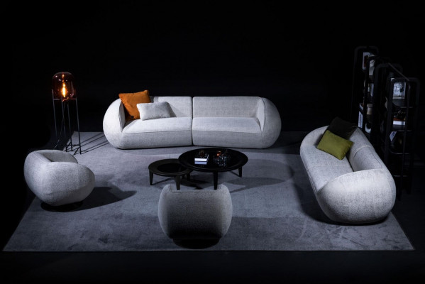 Sofagarnitur Lounge Sëtzgrupp Dräisëtzer Fotell Polstereck Modern