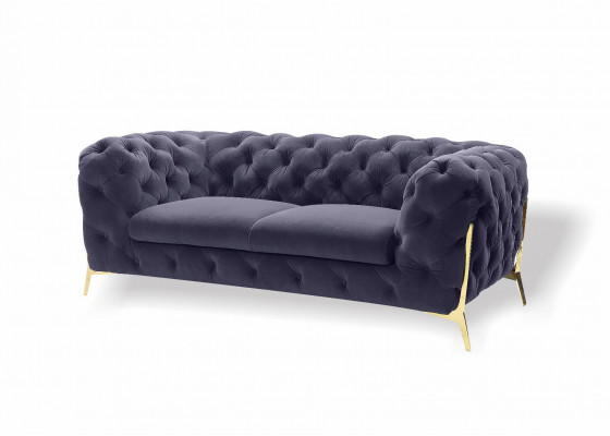 Chesterfield Samt Designer Sofa 2 Sëtziger Canapé Textil Samt Garnitur Gold Been