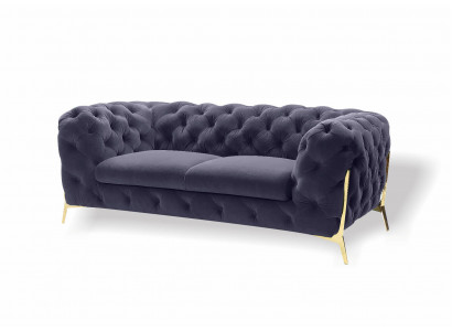 Chesterfield Samt Designer Sofa 2 Sëtziger Canapé Textil Samt Garnitur Gold Been