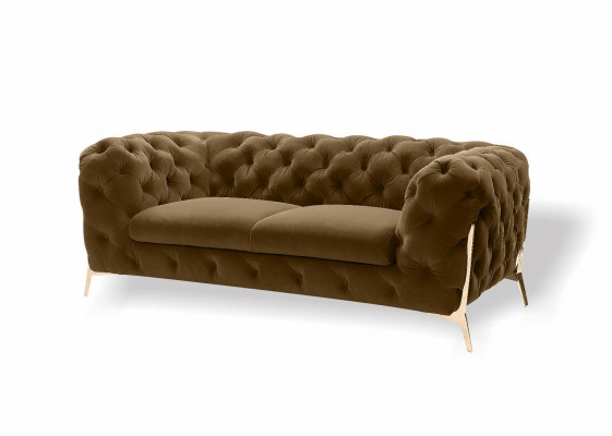 Chesterfield Samt Designer Sofa 2 Sëtziger Canapé Textil Samt Garnitur Gold Been
