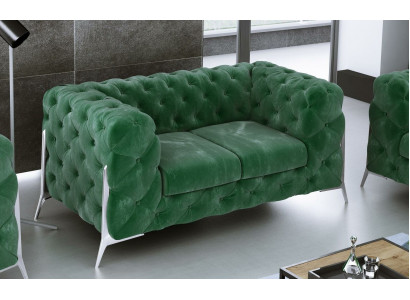 Chesterfield Canapé 2 Sëtzer Polster Sëtz Stoff Textil Canapéë Lieder Sofaen Canapé