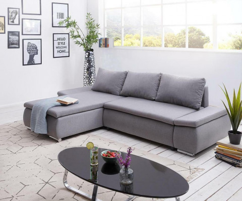 Schlofsofa Design Ecksofa L-Form Bettfunktioun Couch Textil Sofas Stoff