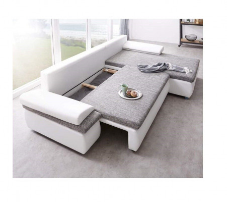 Design Eckcouch Schlofcouch Bettfunktioun Canapé Lieder Textil Polster Couchen Stoff.