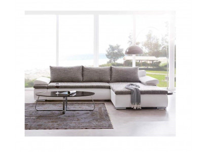Design Eckcouch Schlofcouch Bettfunktioun Canapé Lieder Textil Polster Couchen Stoff.