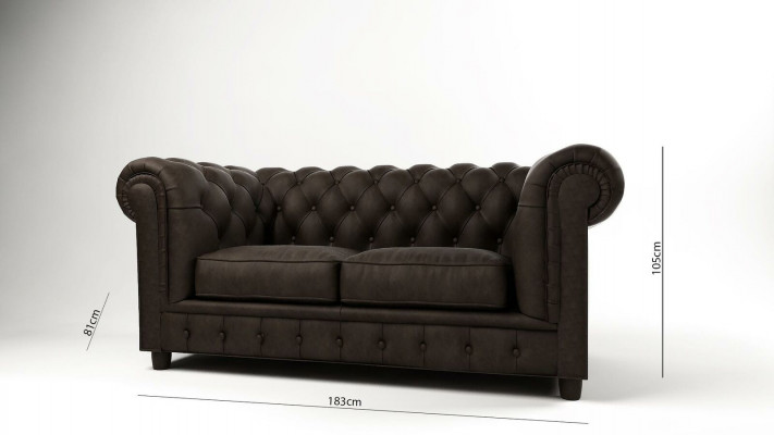 Chesterfield Canapé 2 Sëtzer Polster Sëtz Textil Stoff Canapéen Lieder Sofen Sofa