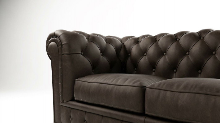 Chesterfield Canapé 2 Sëtzer Polster Sëtz Textil Stoff Canapéen Lieder Sofen Sofa