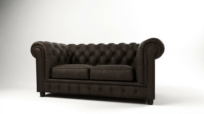 Chesterfield Canapé 2 Sëtzer Polster Sëtz Textil Stoff Canapéen Lieder Sofen Sofa